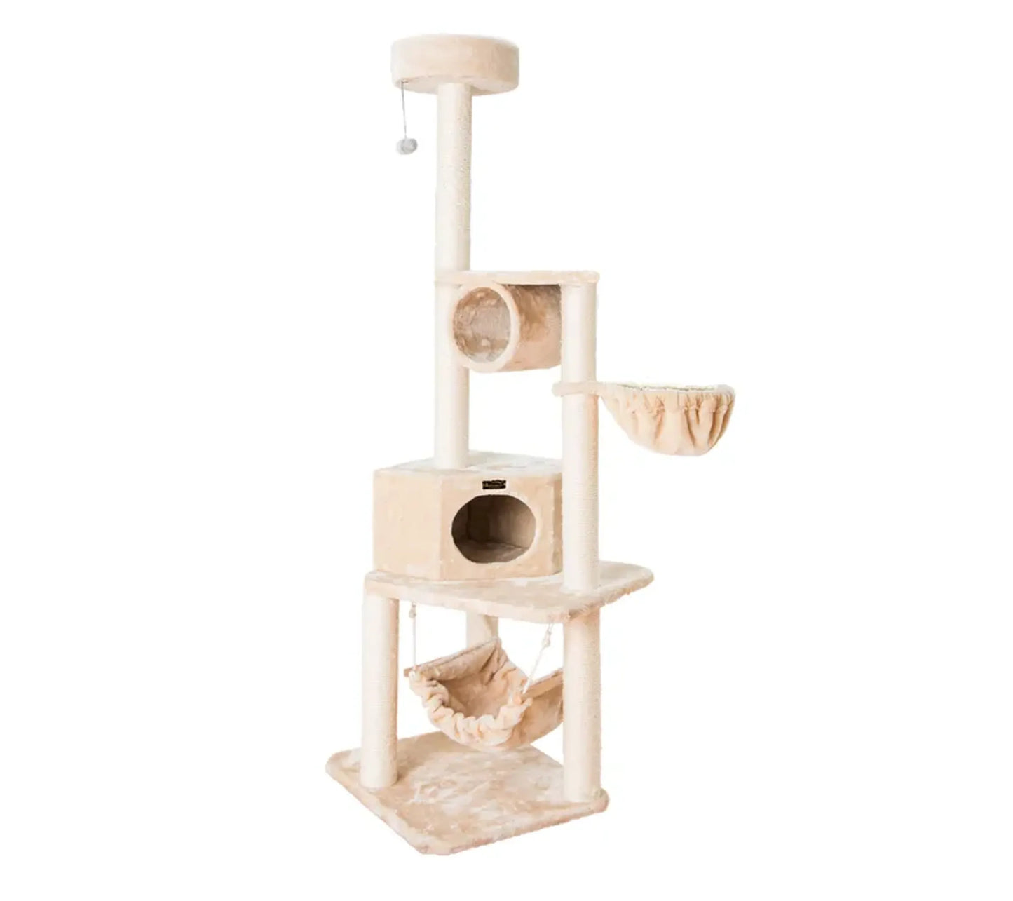 Real Wood 72" H Pet Cat Tower W Lounge Basket, Perch, A7204